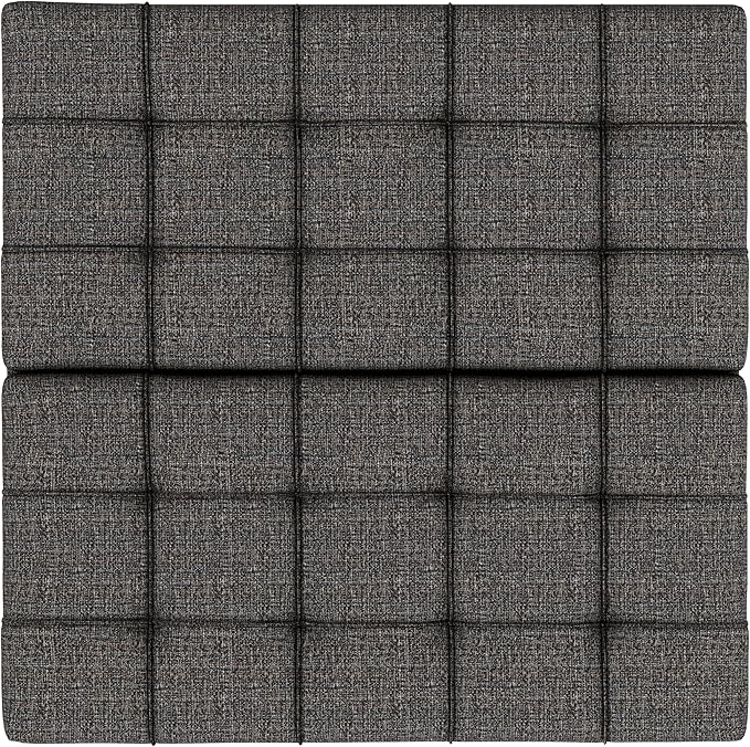 SIMPLIHOME Harrison Large Coffee Table Storage Ottoman - 40 inch Wide Upholstered Tweed Look Fabric Square Lift-Top Ottoman in Ebony, Transitional Bench for Living Room with Sturdy Base